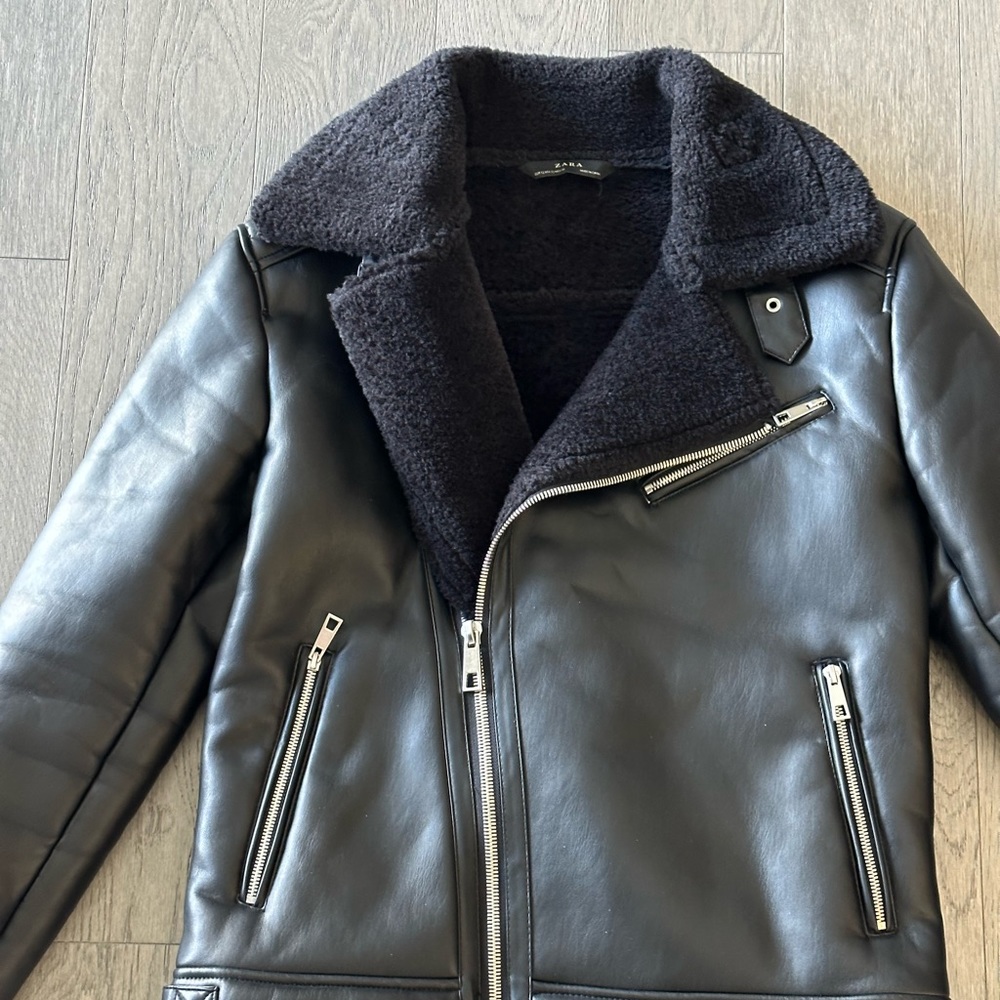 Zara faux leather Sherpa jacket